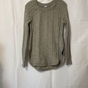 Kismet Crew Neck Sweater with Cable Knit Design Grey Women’s Medium